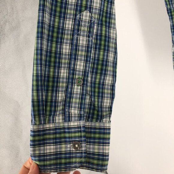 American Eagle  Outfitters blue green plaid button down mens medium - Picture 5 of 13